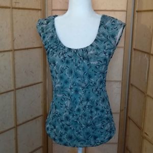 Ann Taylor sea green floral blouse size s
